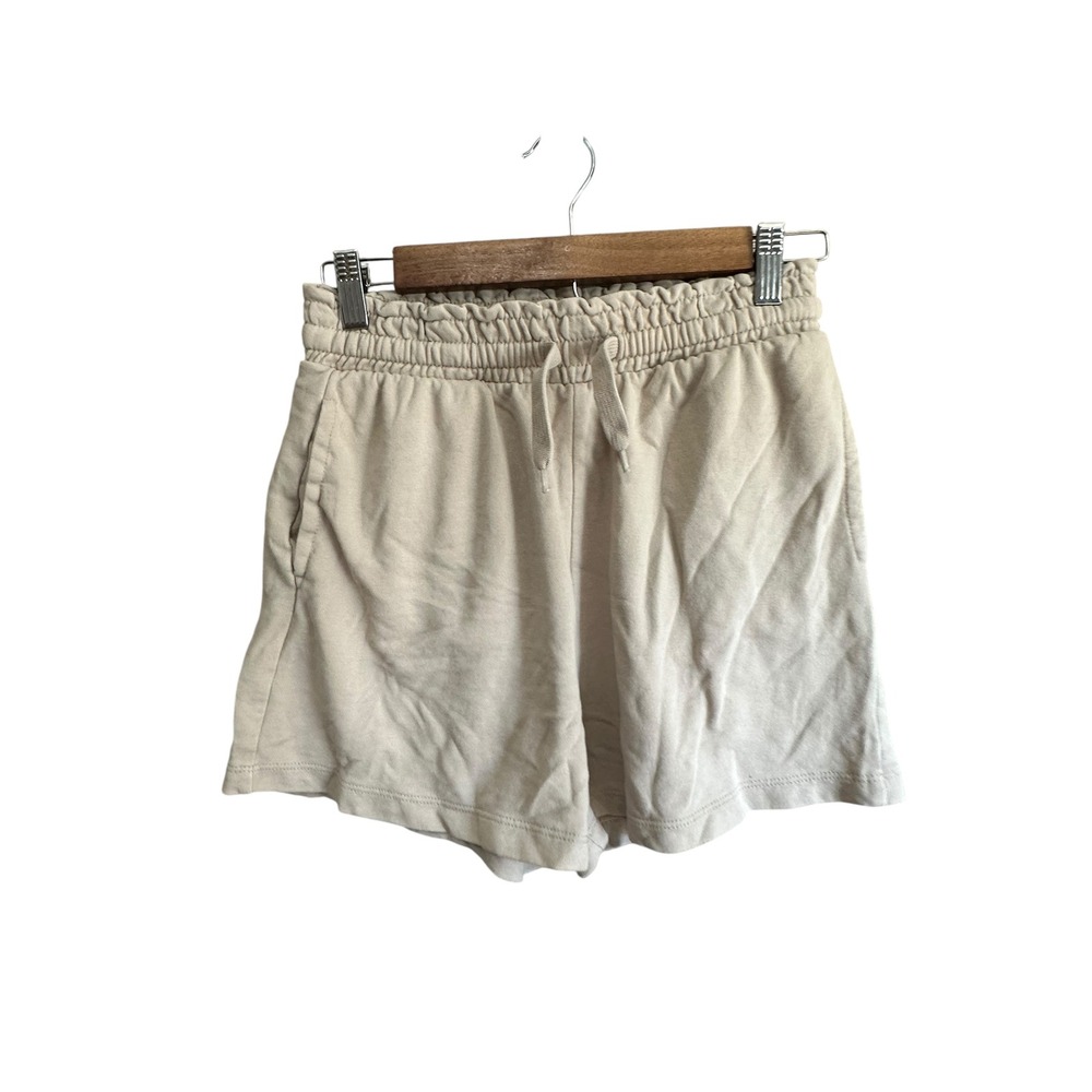 H&M DIVIDED Basic Beige Cotton Blend Drawstring Waist Casual Shorts -‎ S